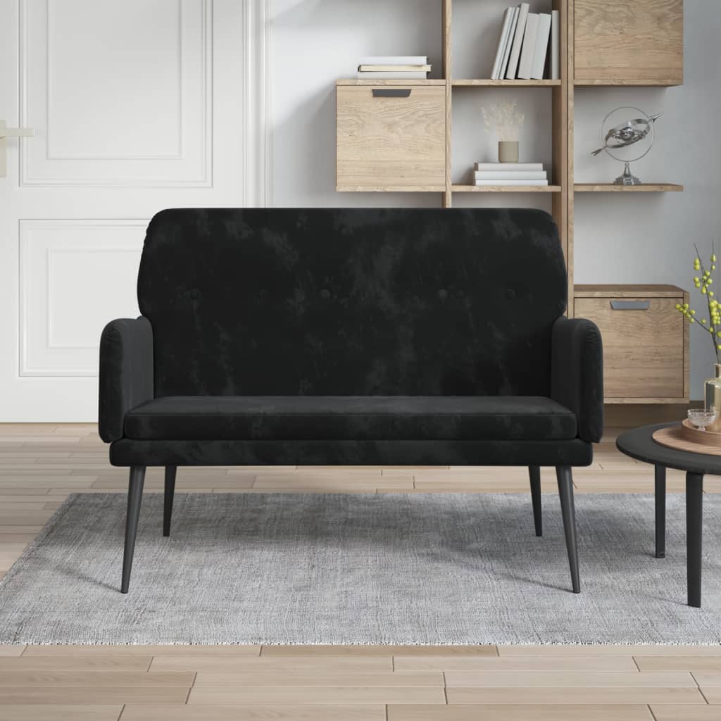 vidaXL Bancă, negru, 108x79x79 cm, catifea vidaXL Bancă, negru, 108x79x79 cm, catifea