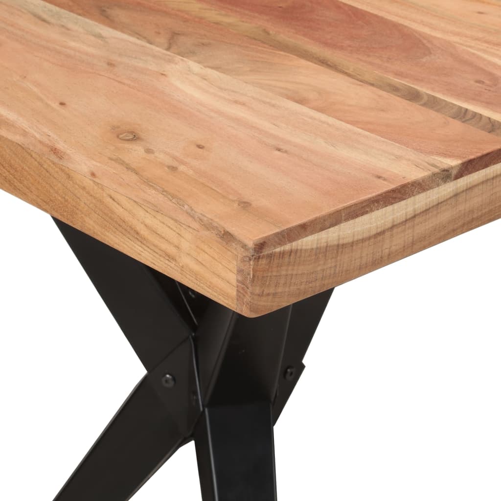 vidaXL Masă de bucătărie, negru, 140x70x76 cm, lemn masiv de acacia