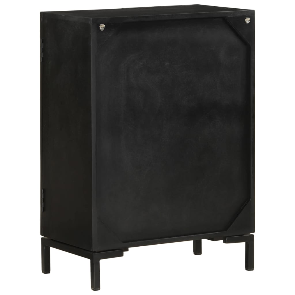 vidaXL Servantă, negru, 55x30x77 cm, lemn masiv de mango și fier vidaXL Servantă, negru, 55x30x77 cm, lemn masiv de mango și fier