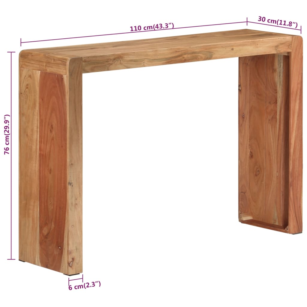 vidaXL Masă consolă, 110x30x76 cm, lemn masiv de acacia vidaXL Masă consolă, 110x30x76 cm, lemn masiv de acacia