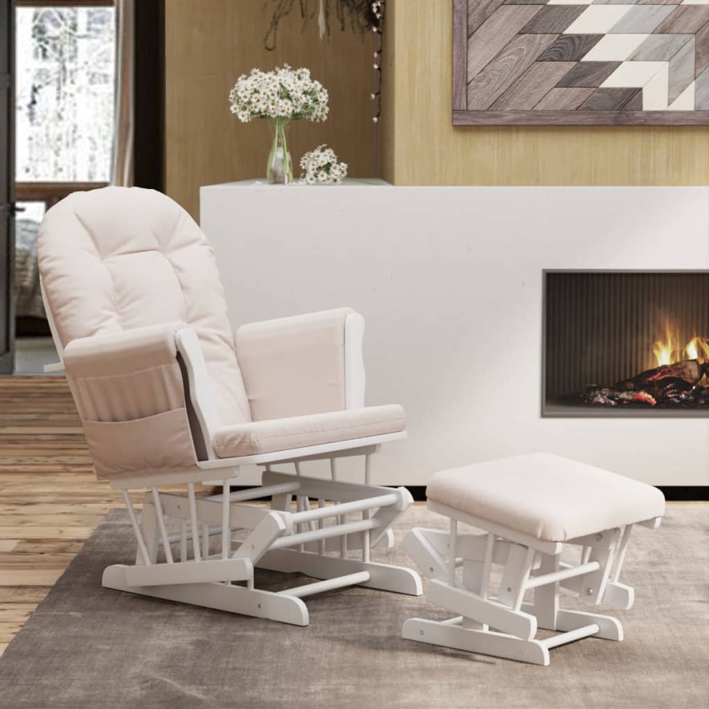 vidaXL Scaun glisant cu taburet, roz deschis, material textil vidaXL Scaun glisant cu taburet, roz deschis, material textil