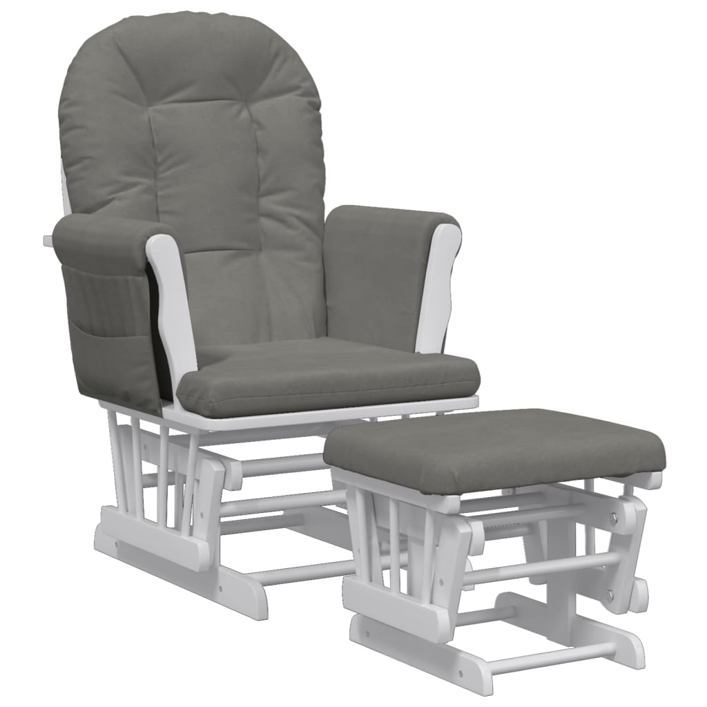 vidaXL Scaun de relaxare glisant cu taburet, gri închis, textil