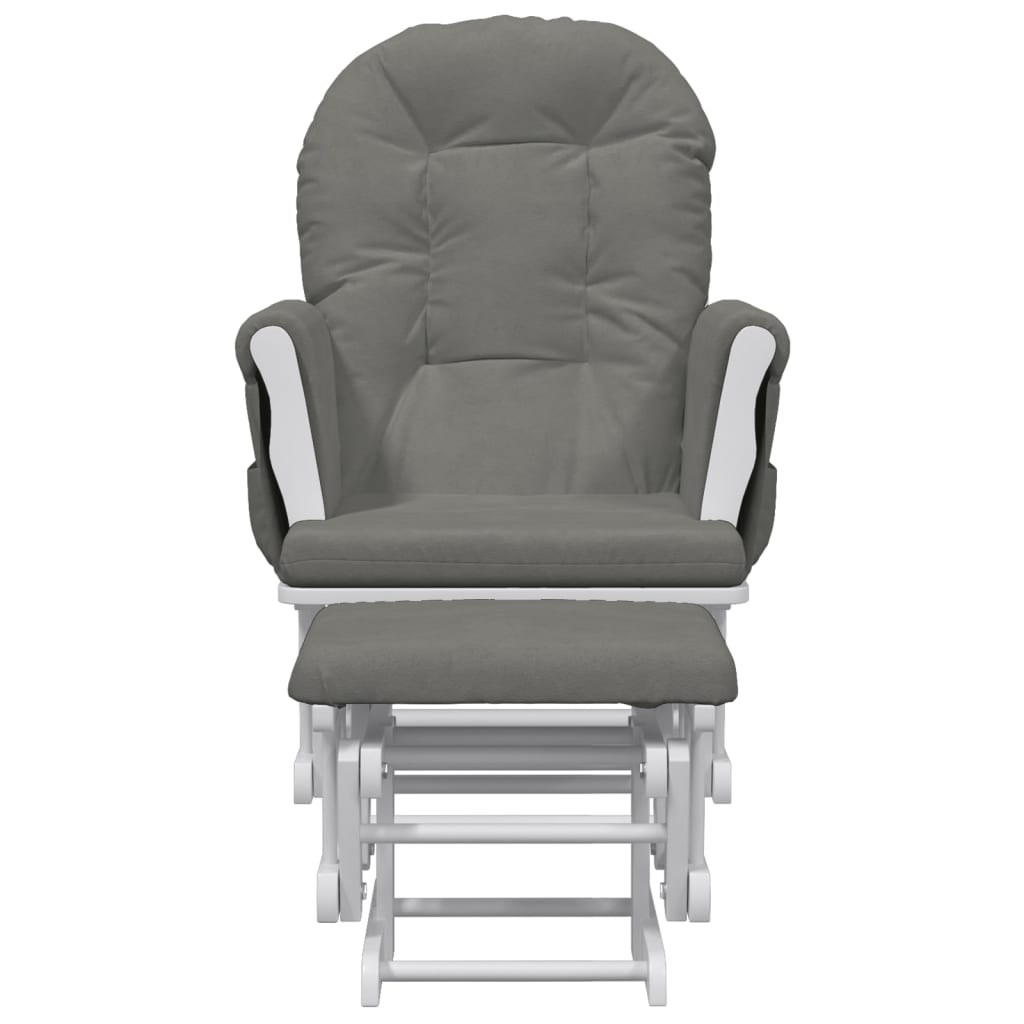vidaXL Scaun de relaxare glisant cu taburet, gri închis, textil