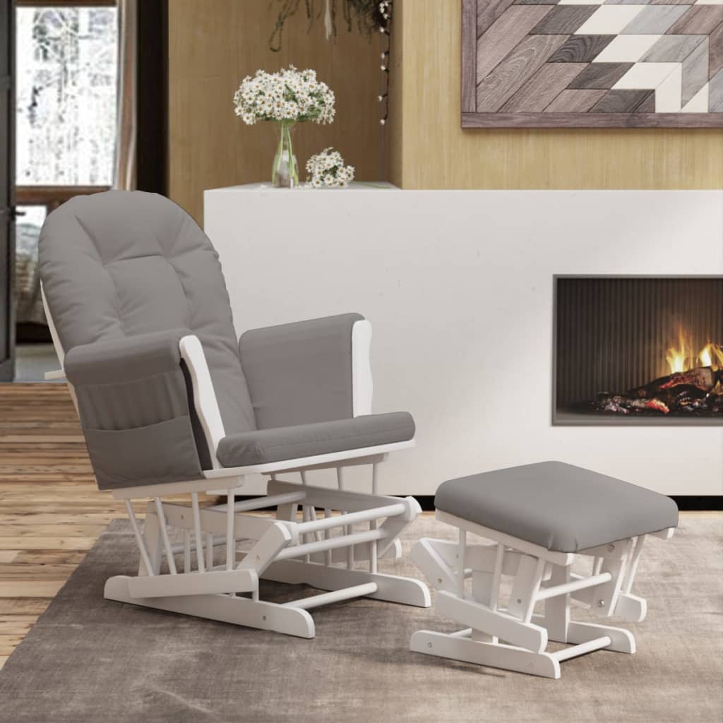 vidaXL Scaun glisant cu taburet, gri deschis, material textil vidaXL Scaun glisant cu taburet, gri deschis, material textil