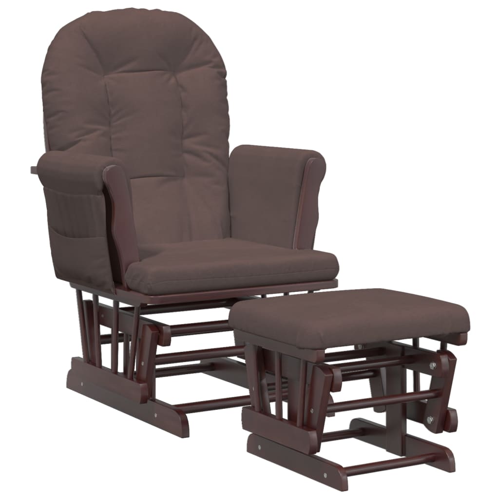 vidaXL Scaun glisant cu taburet, maro, material textil vidaXL Scaun glisant cu taburet, maro, material textil