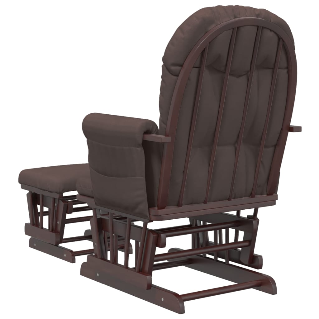 vidaXL Scaun glisant cu taburet, maro, material textil vidaXL Scaun glisant cu taburet, maro, material textil