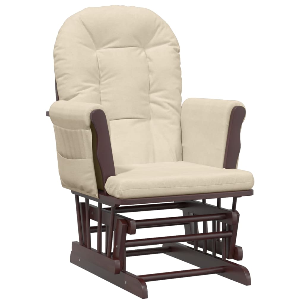 vidaXL Scaun glisant cu taburet, alb crem, material textil vidaXL Scaun glisant cu taburet, alb crem, material textil