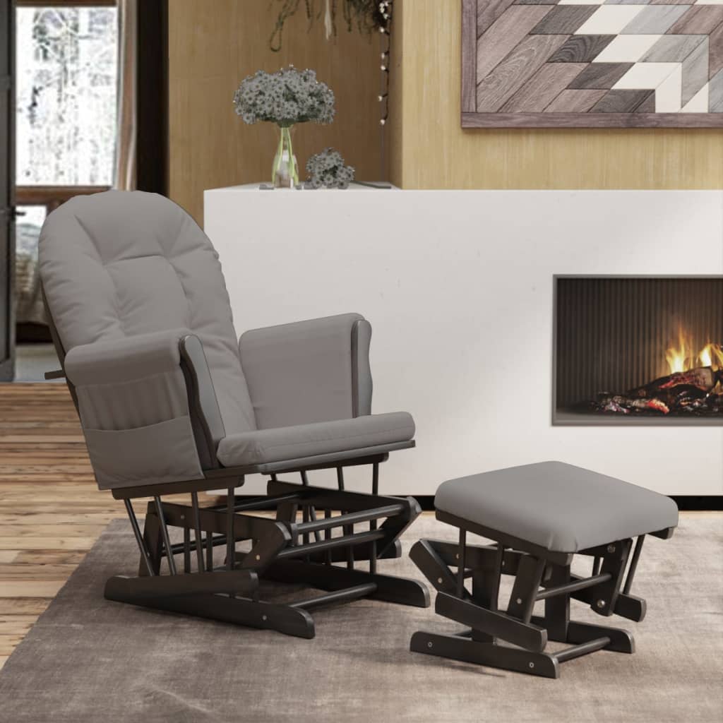 vidaXL Scaun glisant cu taburet, gri deschis, material textil vidaXL Scaun glisant cu taburet, gri deschis, material textil
