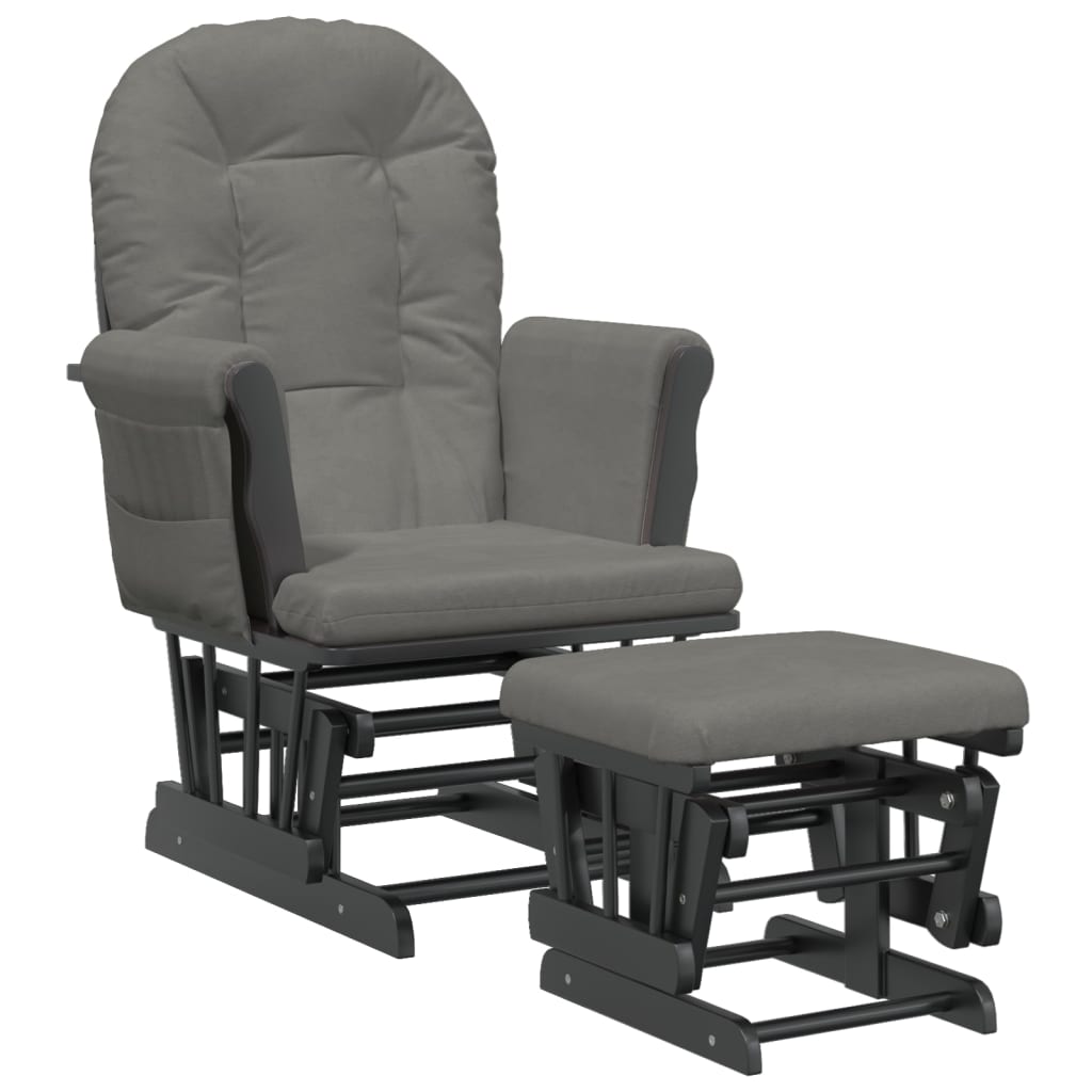 vidaXL Scaun de relaxare glisant cu taburet, gri închis, textil