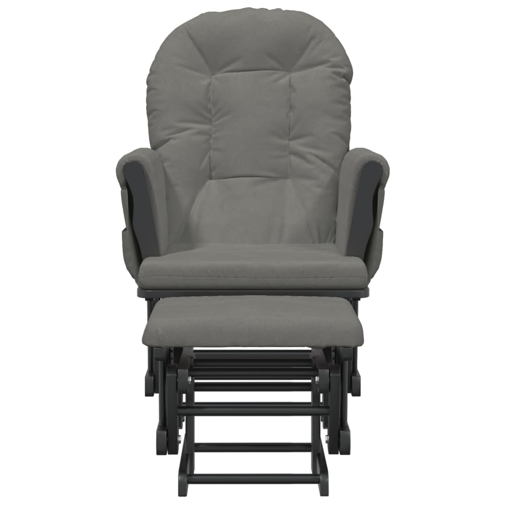 vidaXL Scaun de relaxare glisant cu taburet, gri închis, textil