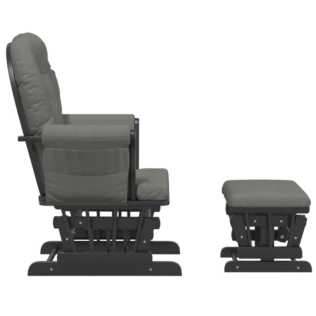 vidaXL Scaun de relaxare glisant cu taburet, gri închis, textil