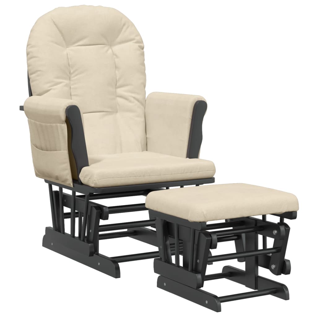 vidaXL Scaun glisant cu taburet, alb crem, material textil vidaXL Scaun glisant cu taburet, alb crem, material textil