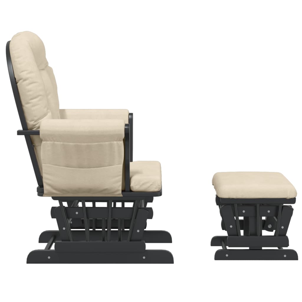 vidaXL Scaun glisant cu taburet, alb crem, material textil vidaXL Scaun glisant cu taburet, alb crem, material textil