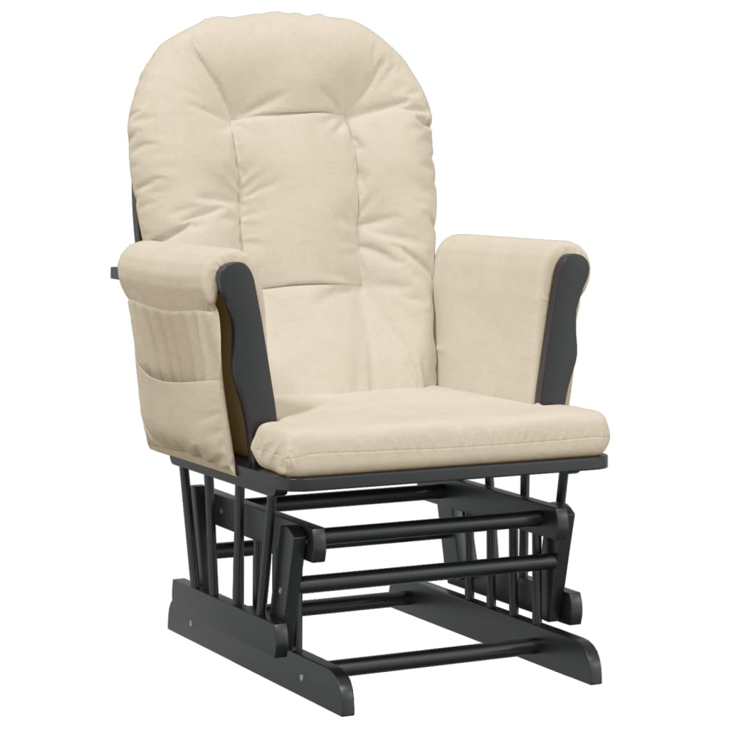 vidaXL Scaun glisant cu taburet, alb crem, material textil vidaXL Scaun glisant cu taburet, alb crem, material textil