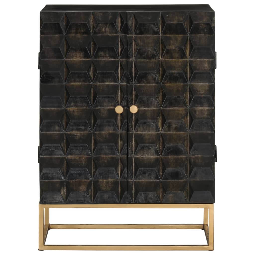 vidaXL Servantă, negru, 55x34x75 cm, lemn masiv de mango și fier vidaXL Servantă, negru, 55x34x75 cm, lemn masiv de mango și fier