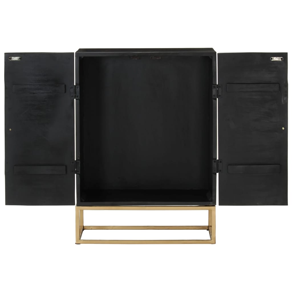 vidaXL Servantă, negru, 55x34x75 cm, lemn masiv de mango și fier vidaXL Servantă, negru, 55x34x75 cm, lemn masiv de mango și fier