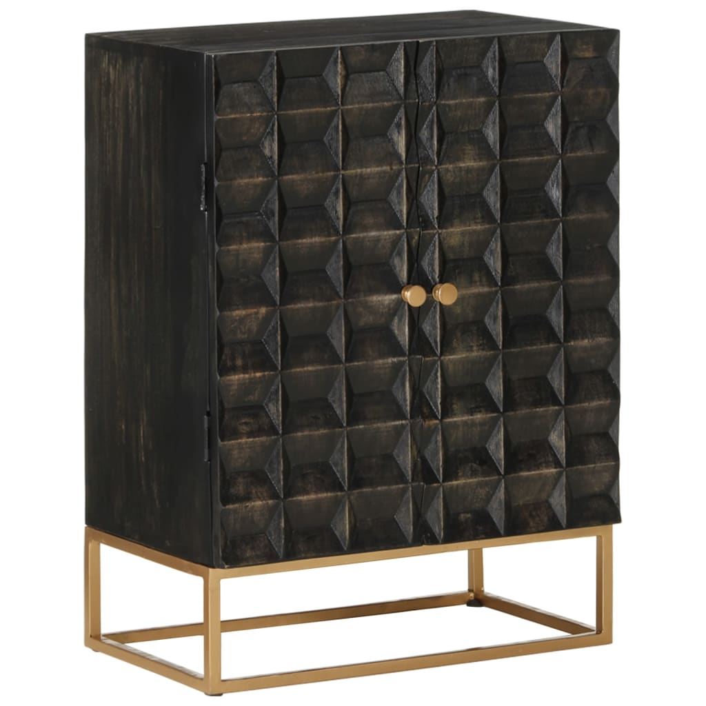vidaXL Servantă, negru, 55x34x75 cm, lemn masiv de mango și fier vidaXL Servantă, negru, 55x34x75 cm, lemn masiv de mango și fier