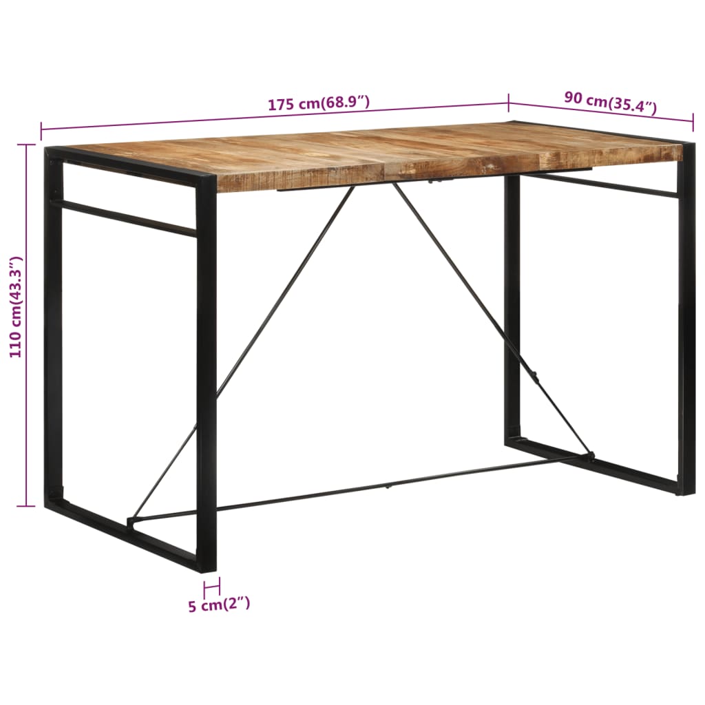 vidaXL Masă de bar, 175x90x110 cm, lemn masiv de mango nefinisat vidaXL Masă de bar, 175x90x110 cm, lemn masiv de mango nefinisat