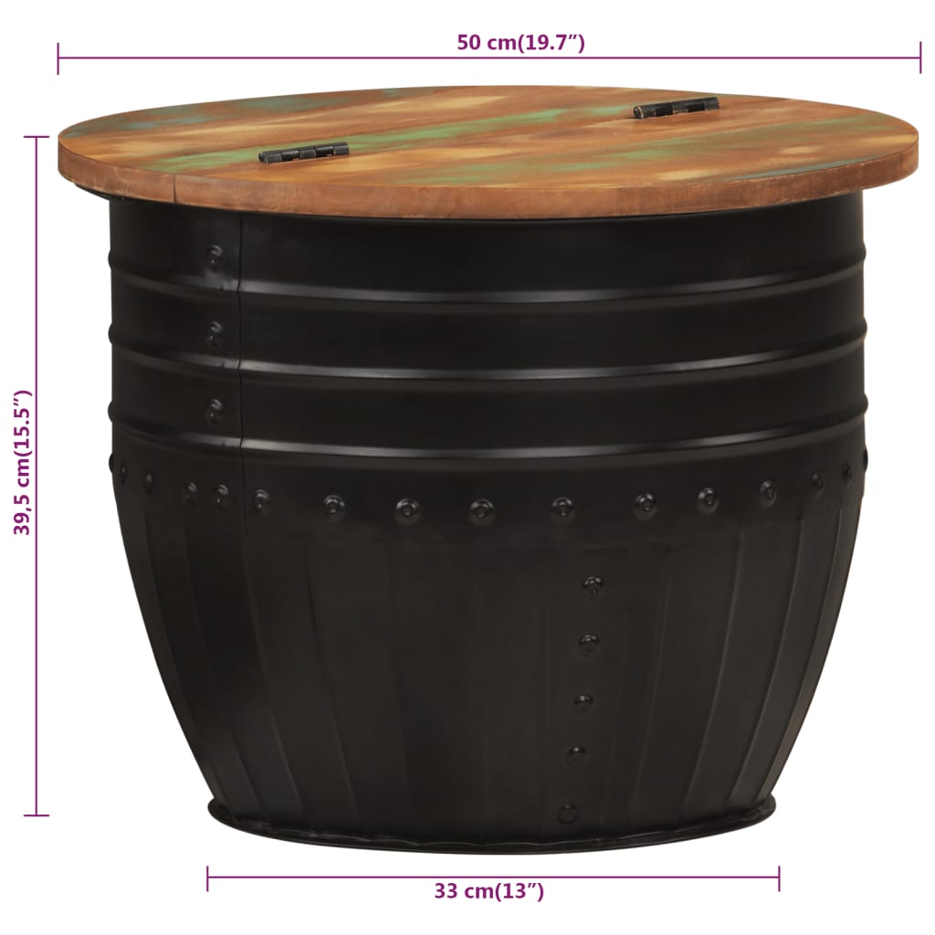 vidaXL Măsuță de cafea, negru, 50x39,5 cm, lemn masiv reciclat vidaXL Măsuță de cafea, negru, 50x39,5 cm, lemn masiv reciclat
