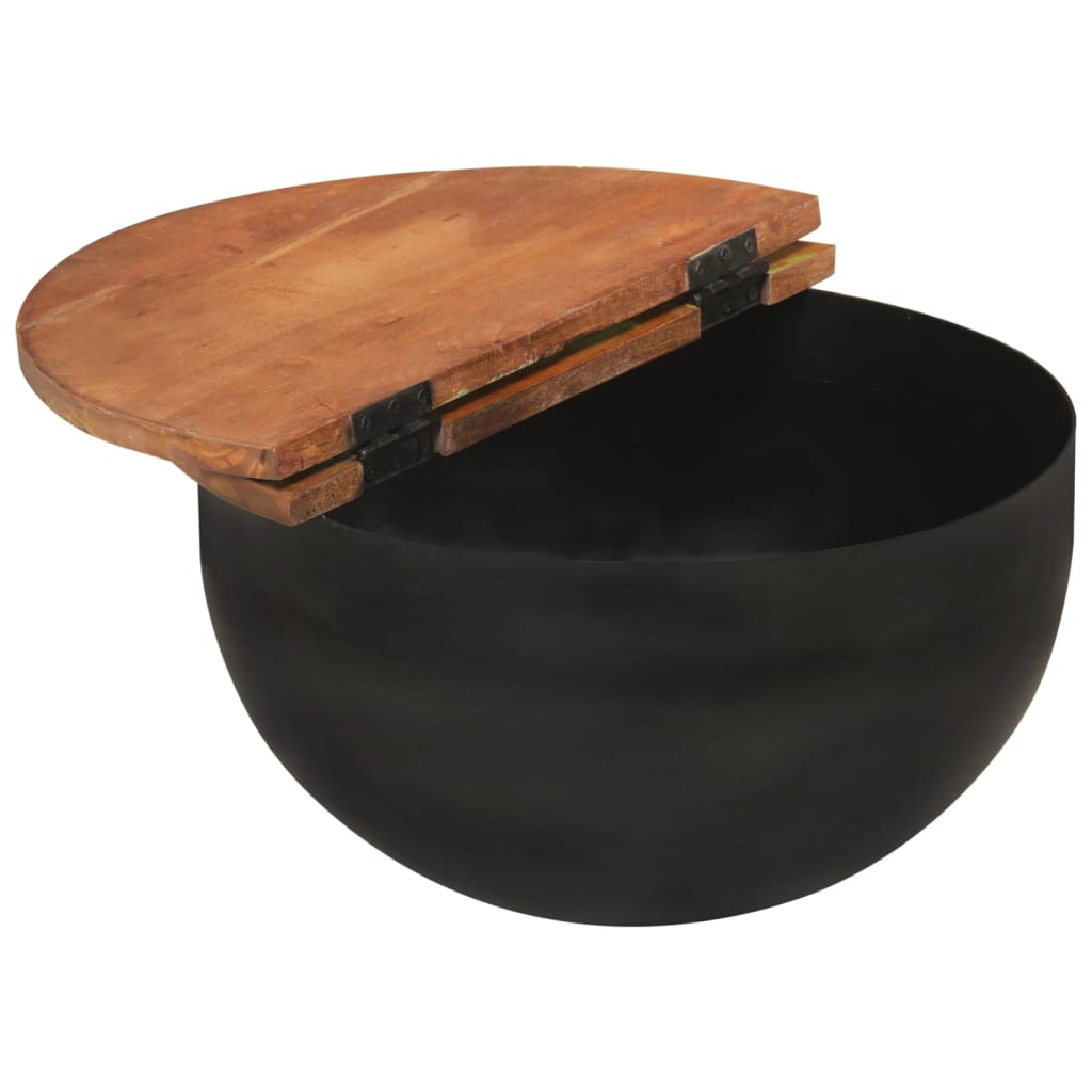 vidaXL Set măsuțe de cafea, 2 piese, negru, lemn masiv reciclat vidaXL Set măsuțe de cafea, 2 piese, negru, lemn masiv reciclat