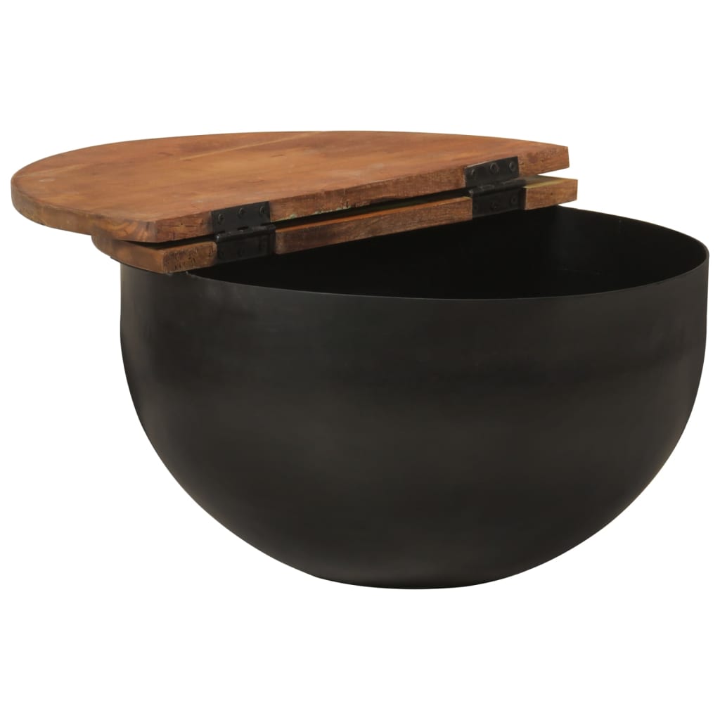 vidaXL Măsuță de cafea, negru, 50x27 cm, lemn masiv reciclat vidaXL Măsuță de cafea, negru, 50x27 cm, lemn masiv reciclat