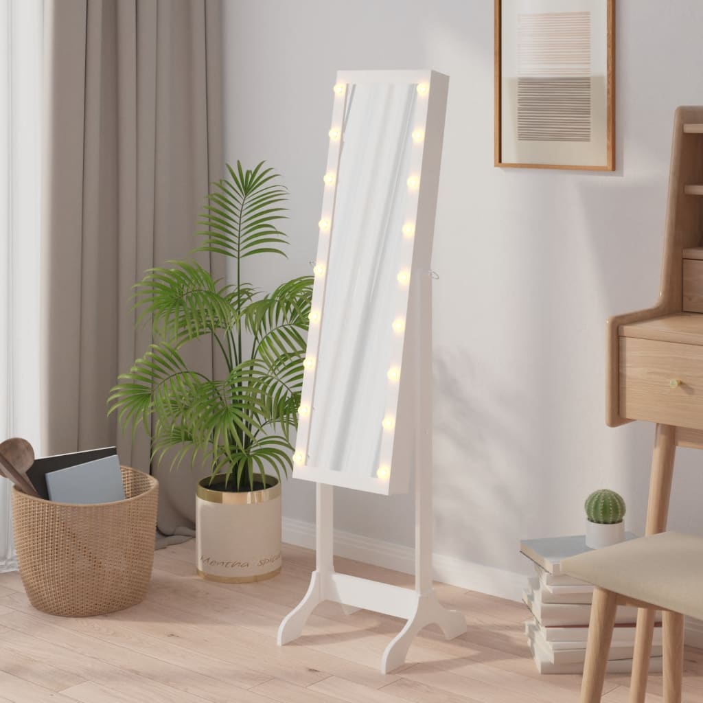 vidaXL Oglindă de sine stătătoare cu LED, alb, 34x37x146 cm vidaXL Oglindă de sine stătătoare cu LED, alb, 34x37x146 cm