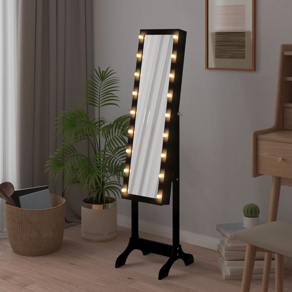 vidaXL Oglindă de sine stătătoare cu LED, negru, 34x37x146 cm vidaXL Oglindă de sine stătătoare cu LED, negru, 34x37x146 cm