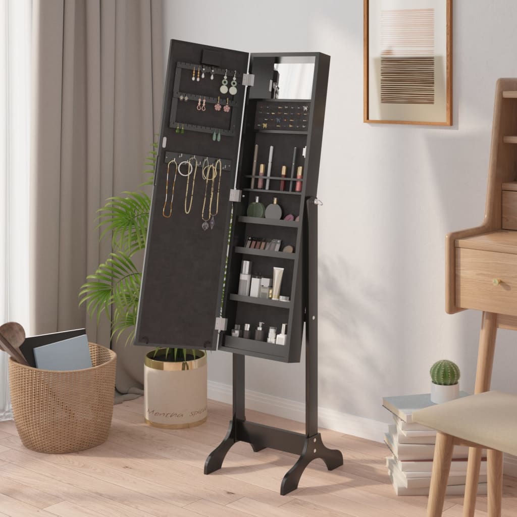 vidaXL Oglindă de sine stătătoare cu LED, negru, 34x37x146 cm vidaXL Oglindă de sine stătătoare cu LED, negru, 34x37x146 cm