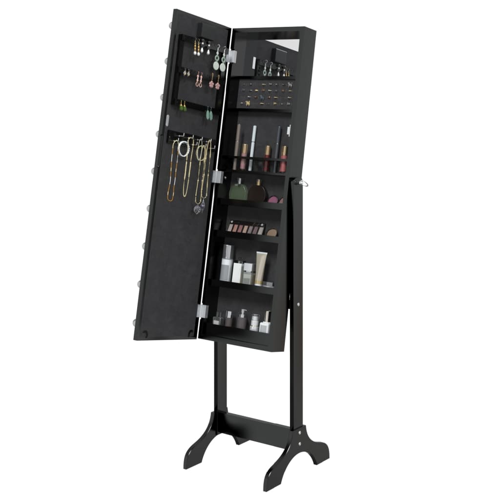 vidaXL Oglindă de sine stătătoare cu LED, negru, 34x37x146 cm vidaXL Oglindă de sine stătătoare cu LED, negru, 34x37x146 cm