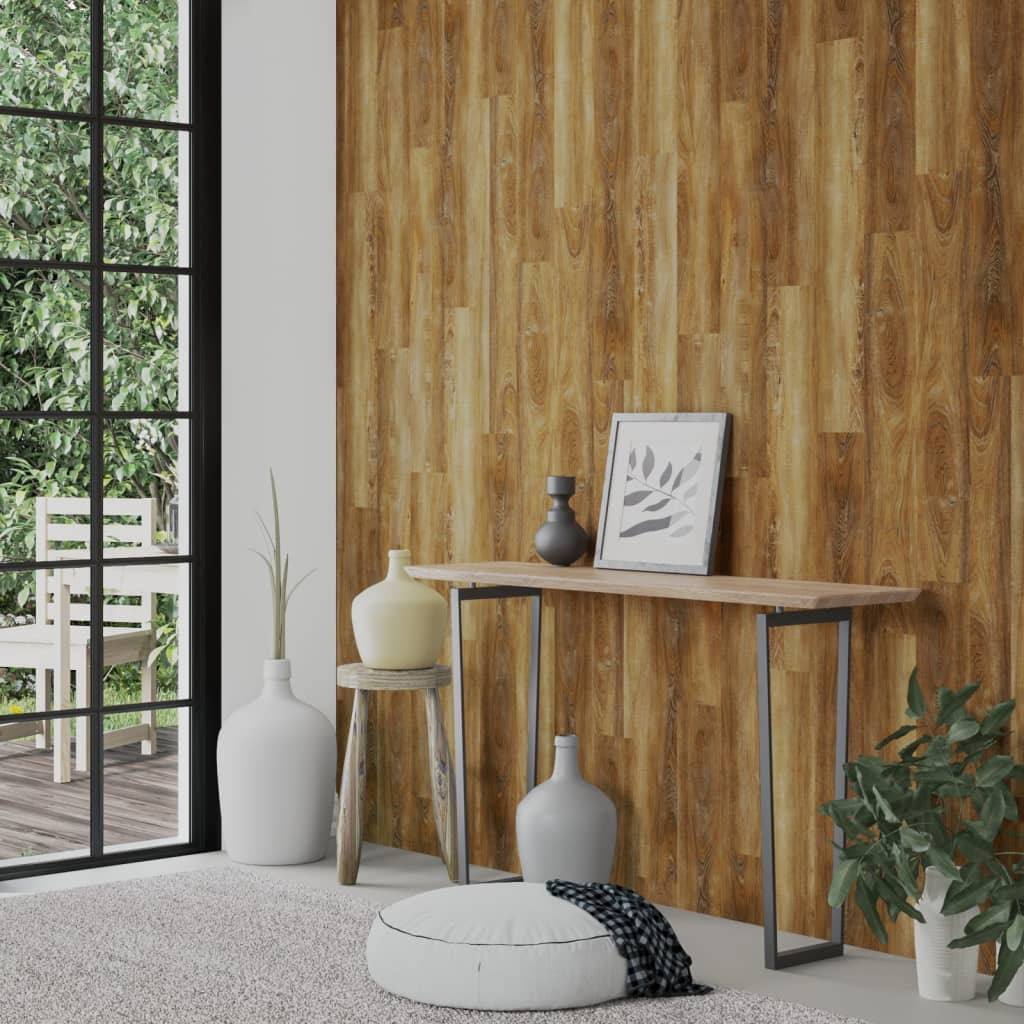 vidaXL Panouri de perete aspect lemn, maro, 2,06 m², PVC