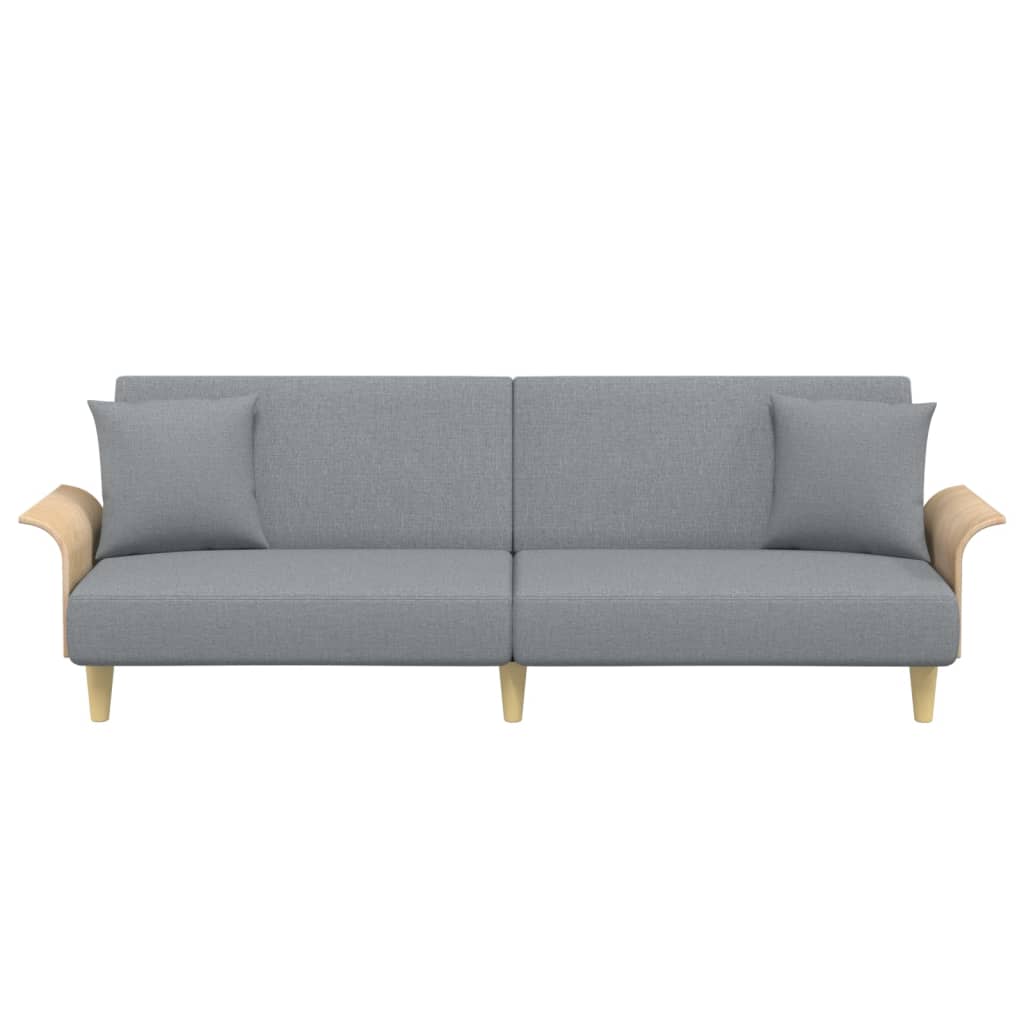 vidaXL Canapea extensibilă cu cotiere, gri deschis, textil
