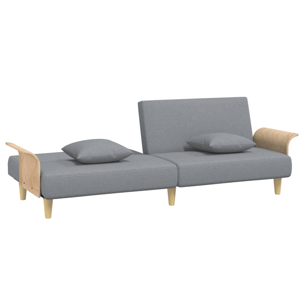 vidaXL Canapea extensibilă cu cotiere, gri deschis, textil