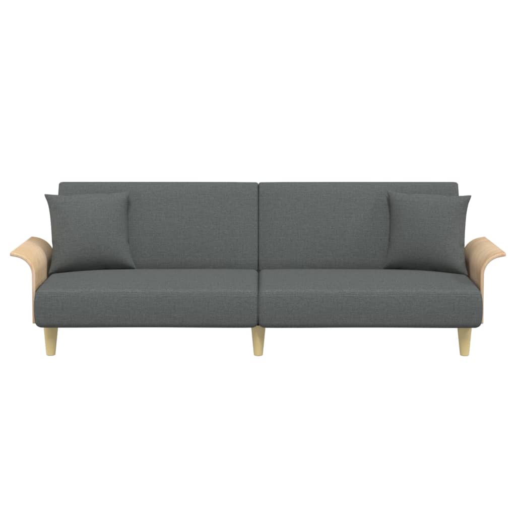 vidaXL Canapea extensibilă cu cotiere, gri închis, textil