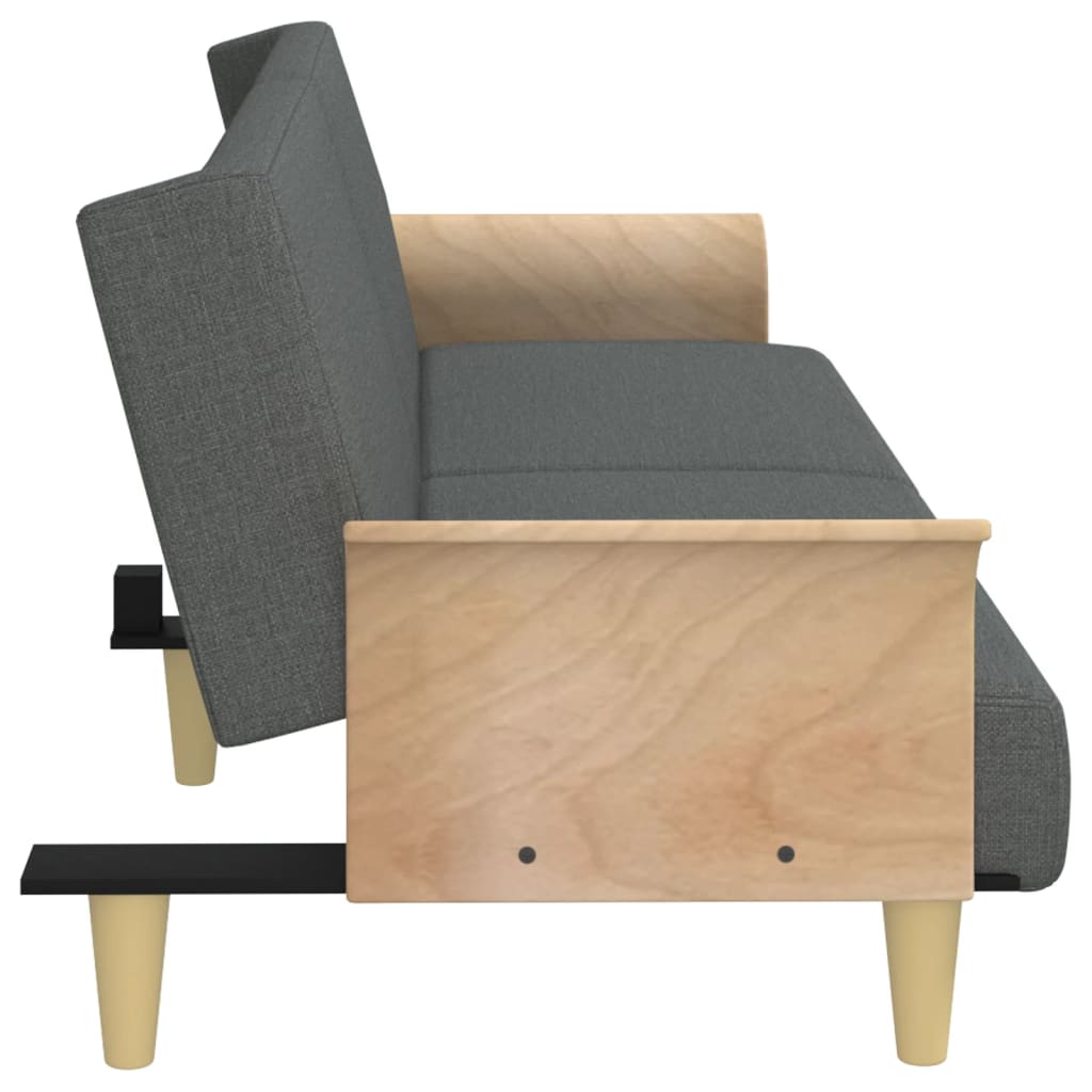 vidaXL Canapea extensibilă cu cotiere, gri închis, textil