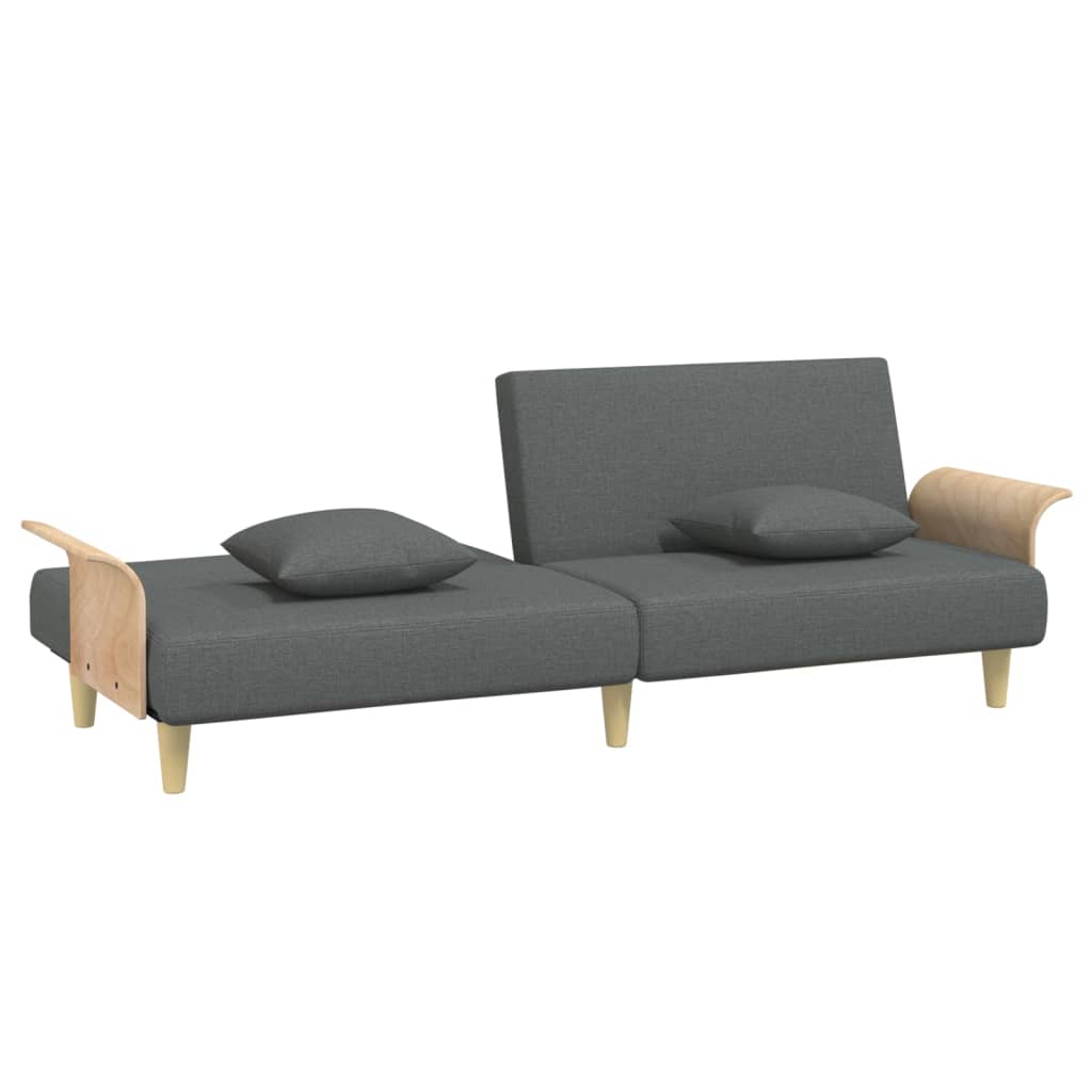 vidaXL Canapea extensibilă cu cotiere, gri închis, textil