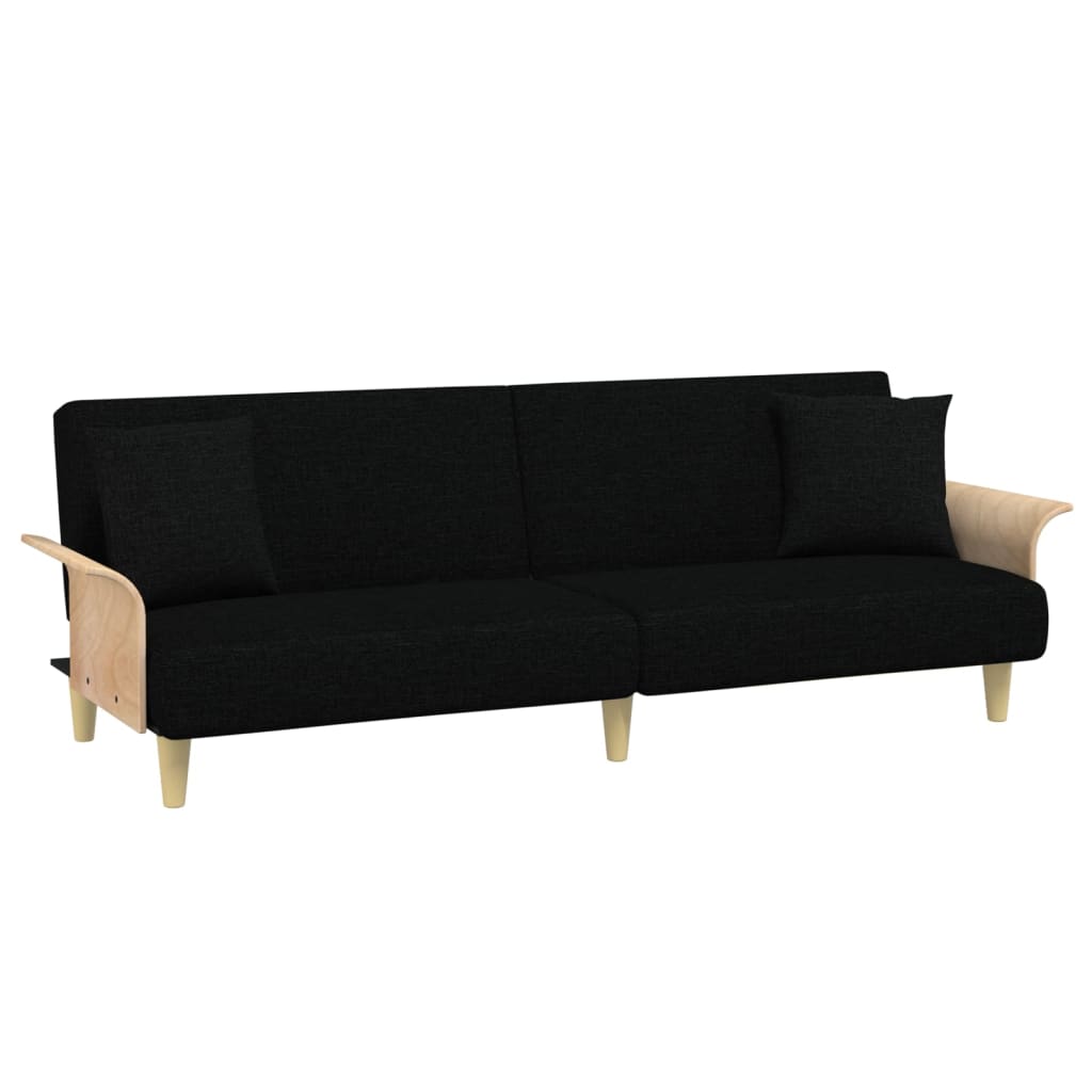 vidaXL Canapea extensibilă cu cotiere, negru, textil