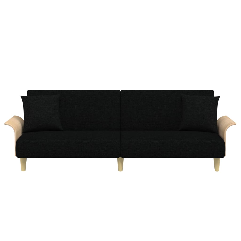 vidaXL Canapea extensibilă cu cotiere, negru, textil
