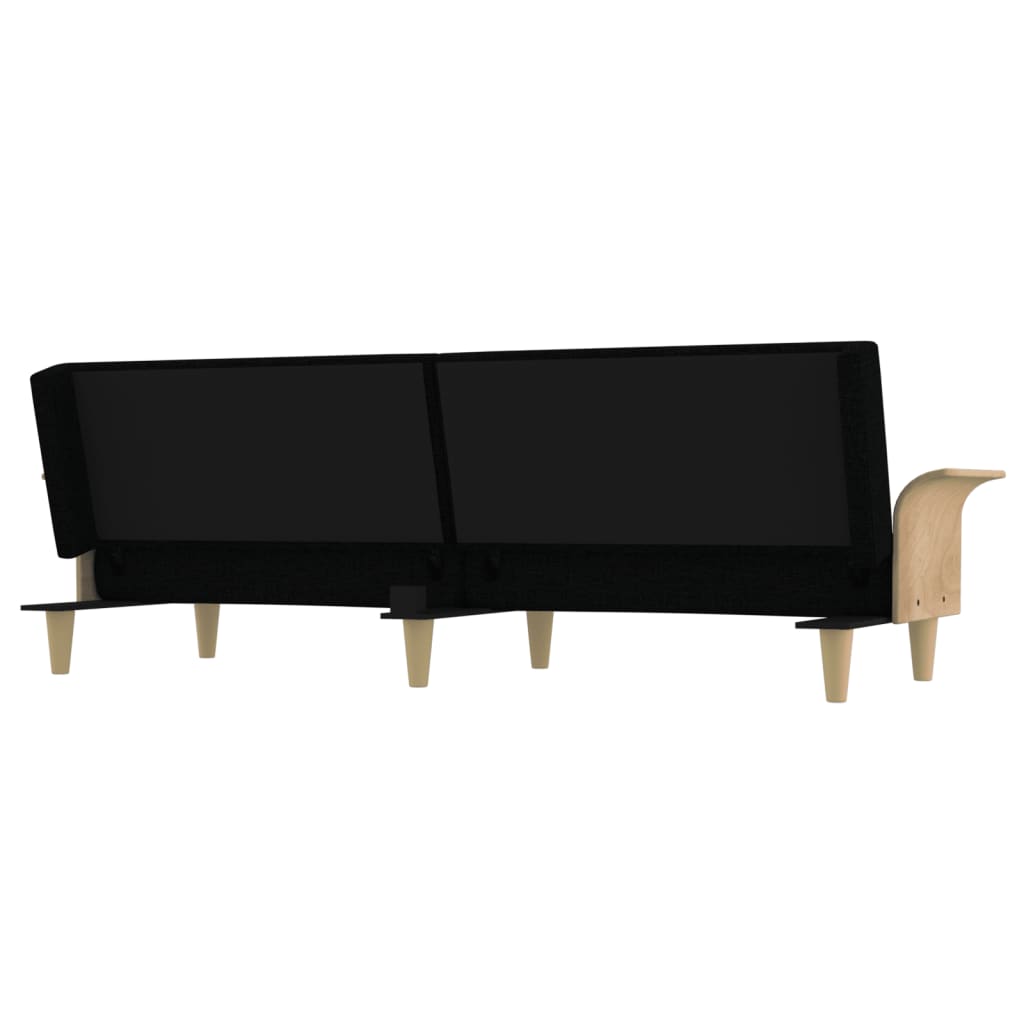 vidaXL Canapea extensibilă cu cotiere, negru, textil