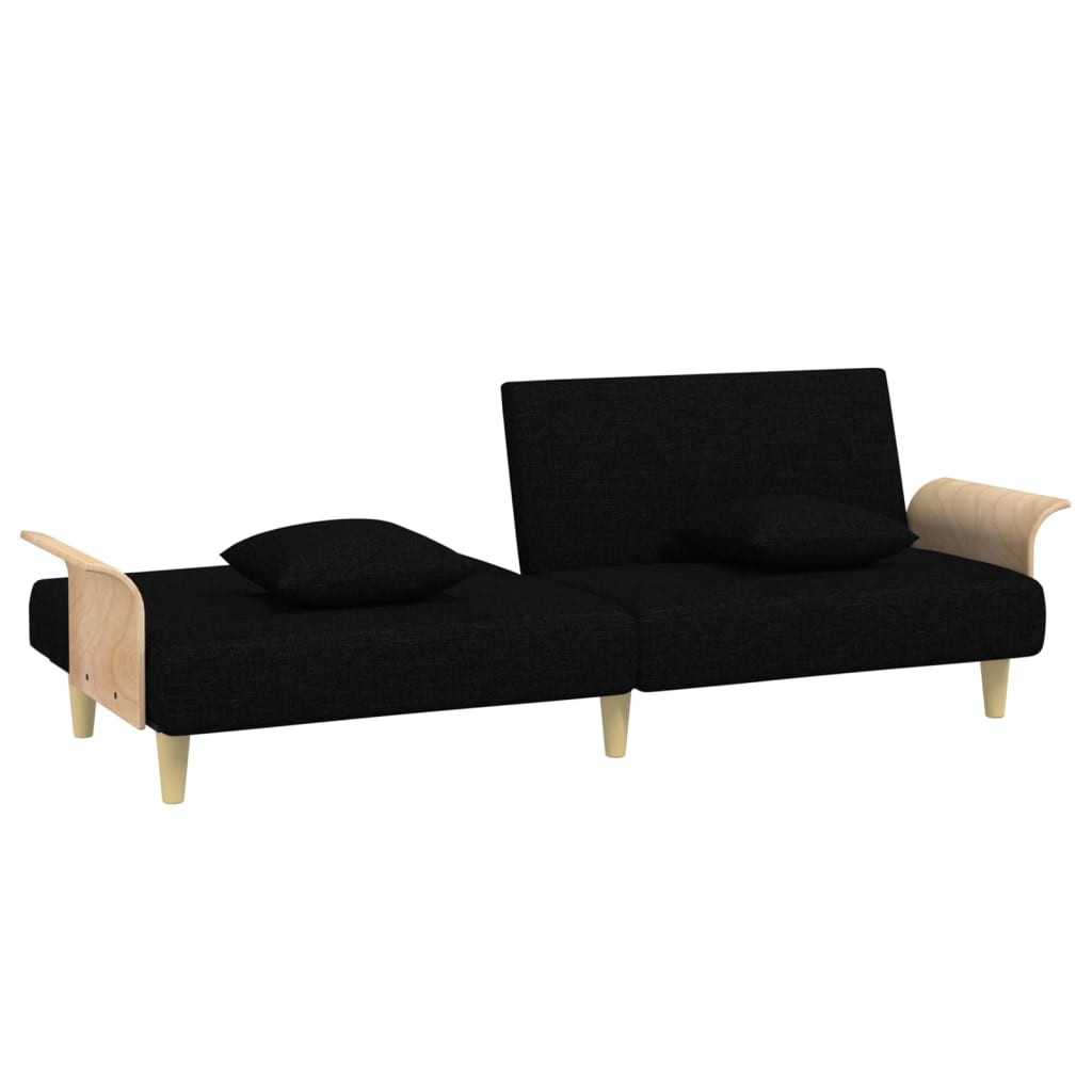 vidaXL Canapea extensibilă cu cotiere, negru, textil