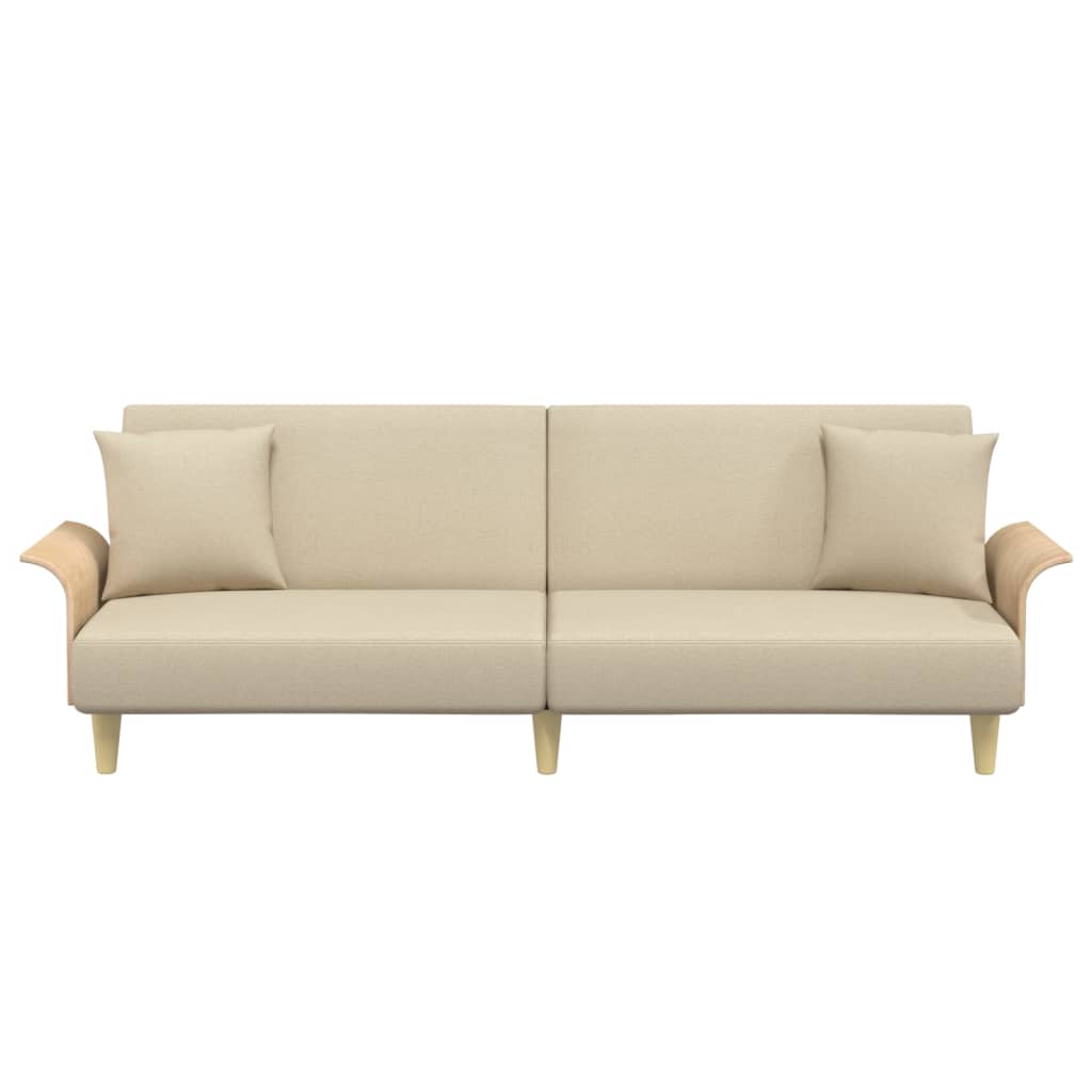 vidaXL Canapea extensibilă cu cotiere, crem, material textil