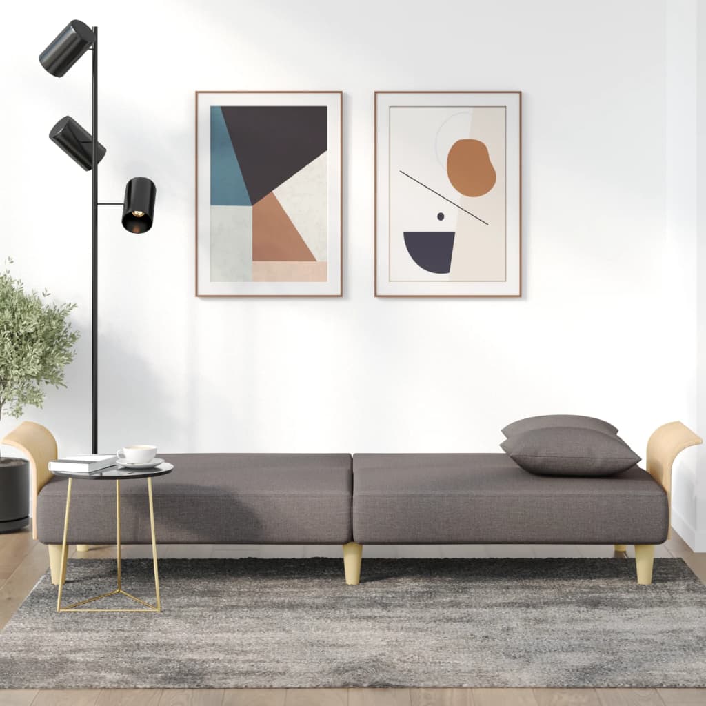 vidaXL Canapea extensibilă cu cotiere, gri taupe, textil