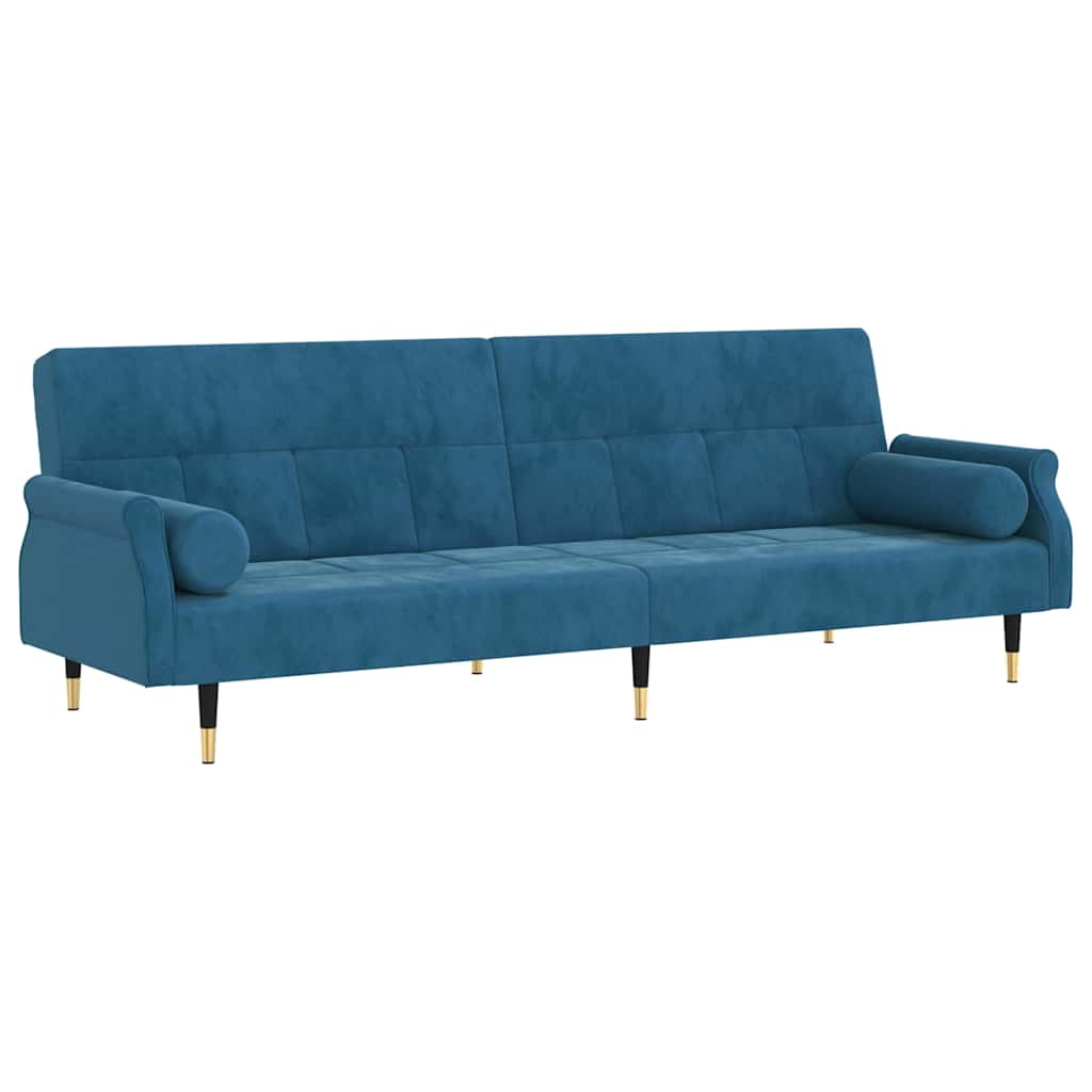 vidaXL Canapea extensibilă cu perne, albastru, catifea