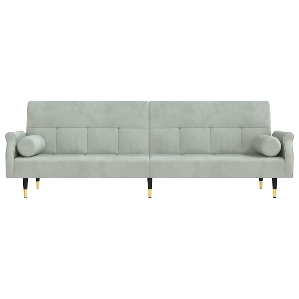 vidaXL Canapea extensibilă cu cotiere, gri deschis, catifea