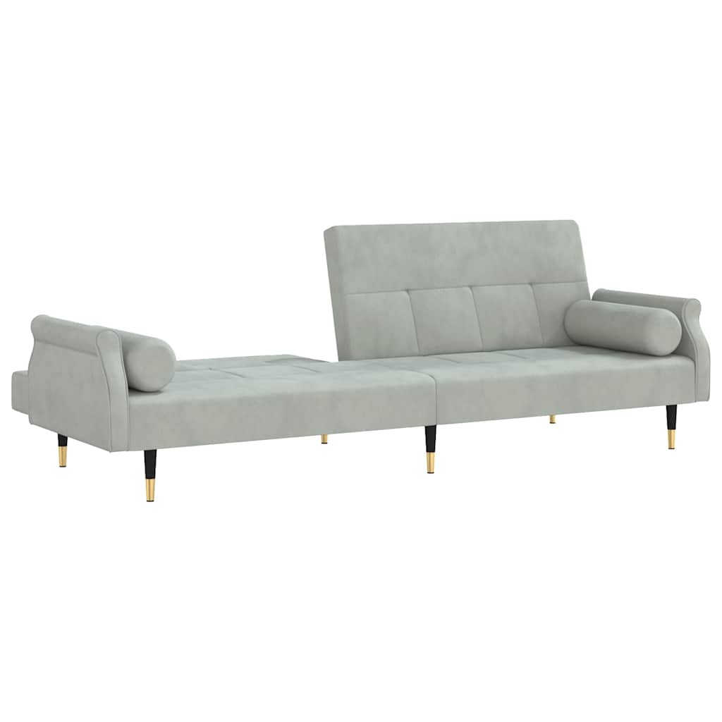 vidaXL Canapea extensibilă cu cotiere, gri deschis, catifea
