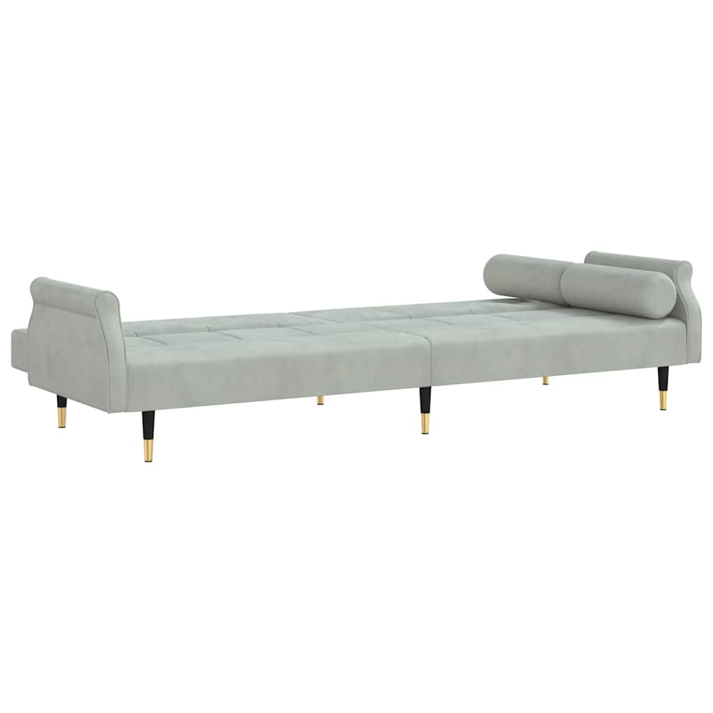 vidaXL Canapea extensibilă cu cotiere, gri deschis, catifea