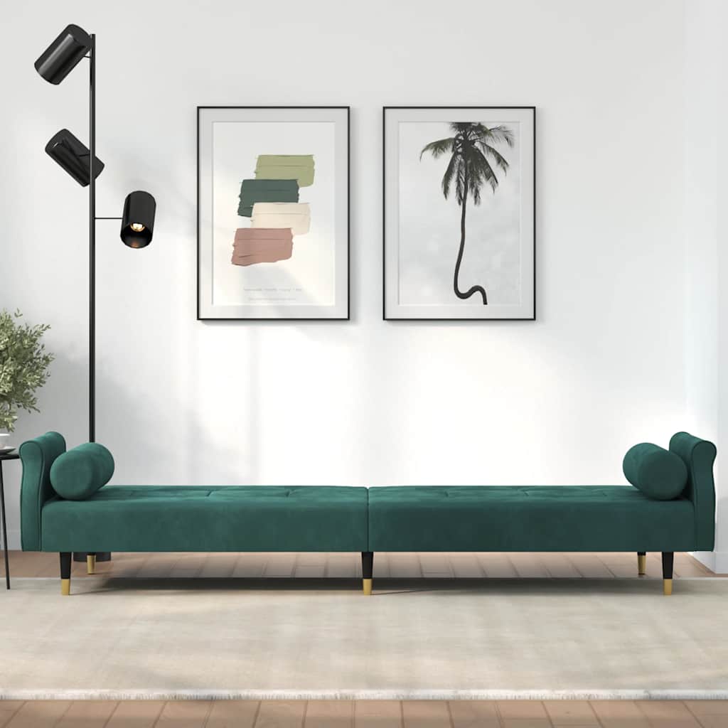 vidaXL Canapea extensibilă cu perne, verde închis, catifea vidaXL Canapea extensibilă cu perne, verde închis, catifea