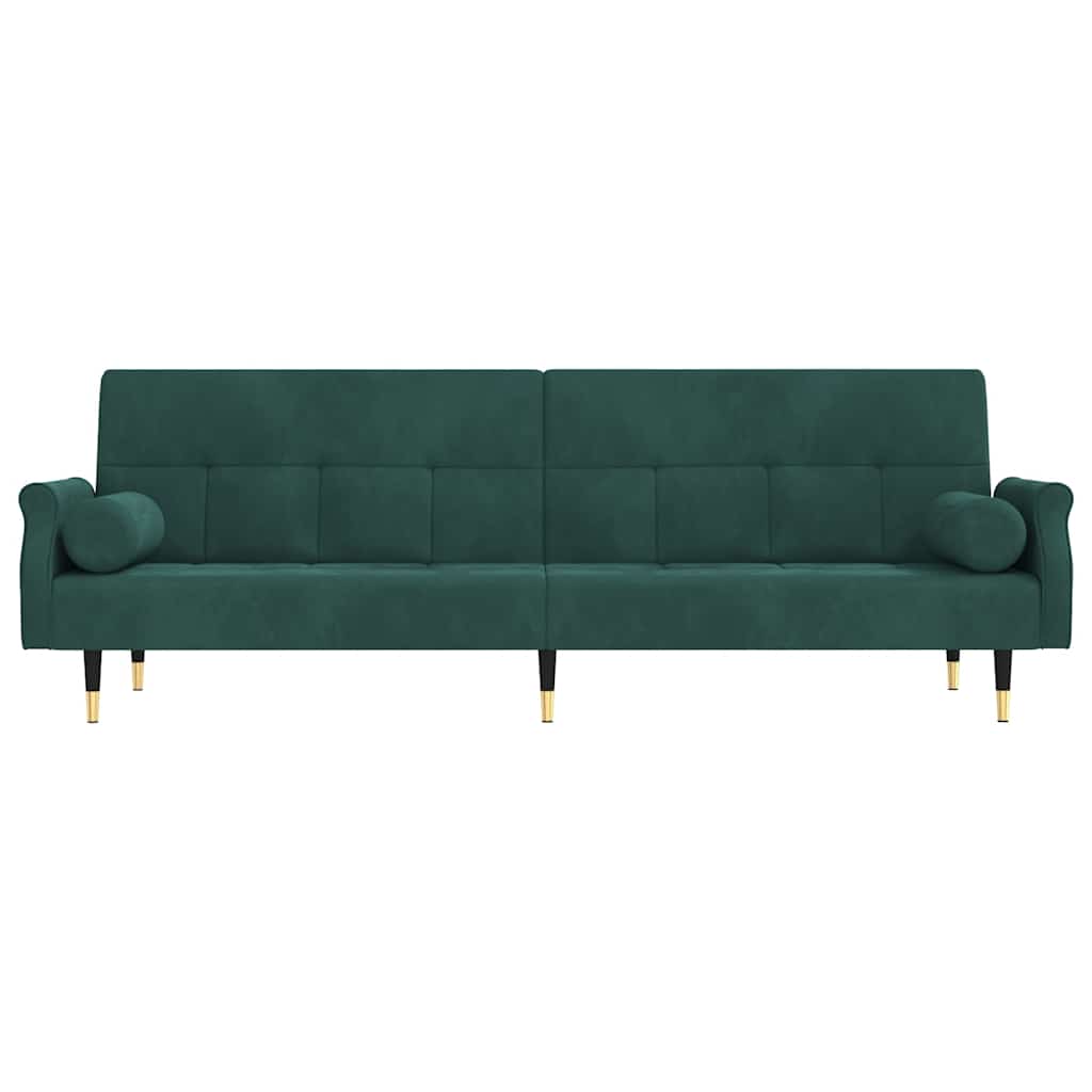 vidaXL Canapea extensibilă cu perne, verde închis, catifea vidaXL Canapea extensibilă cu perne, verde închis, catifea