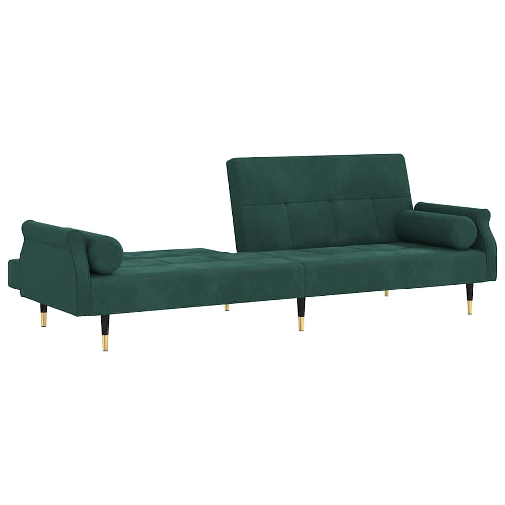 vidaXL Canapea extensibilă cu perne, verde închis, catifea vidaXL Canapea extensibilă cu perne, verde închis, catifea