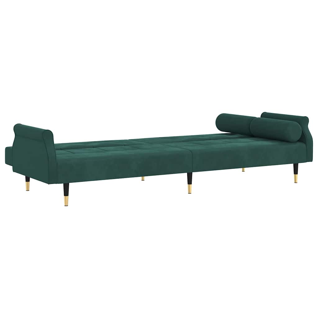 vidaXL Canapea extensibilă cu perne, verde închis, catifea vidaXL Canapea extensibilă cu perne, verde închis, catifea