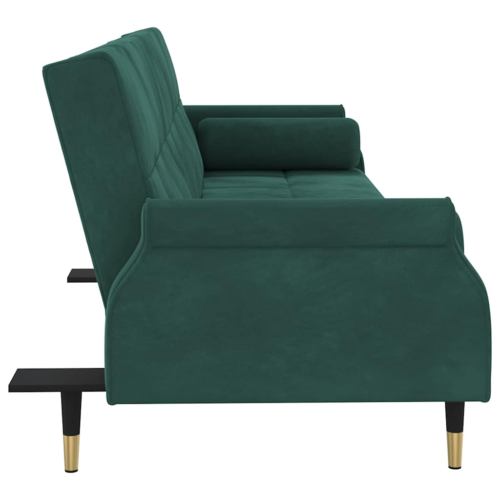 vidaXL Canapea extensibilă cu perne, verde închis, catifea vidaXL Canapea extensibilă cu perne, verde închis, catifea